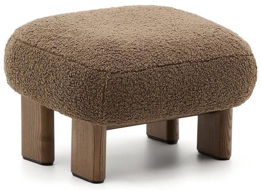 Brązowy podnóżek z materiału bouclé Nema – Kave Home