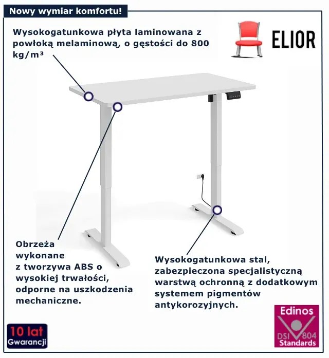 Białe biurko elektrycznie regulowane B0-L35