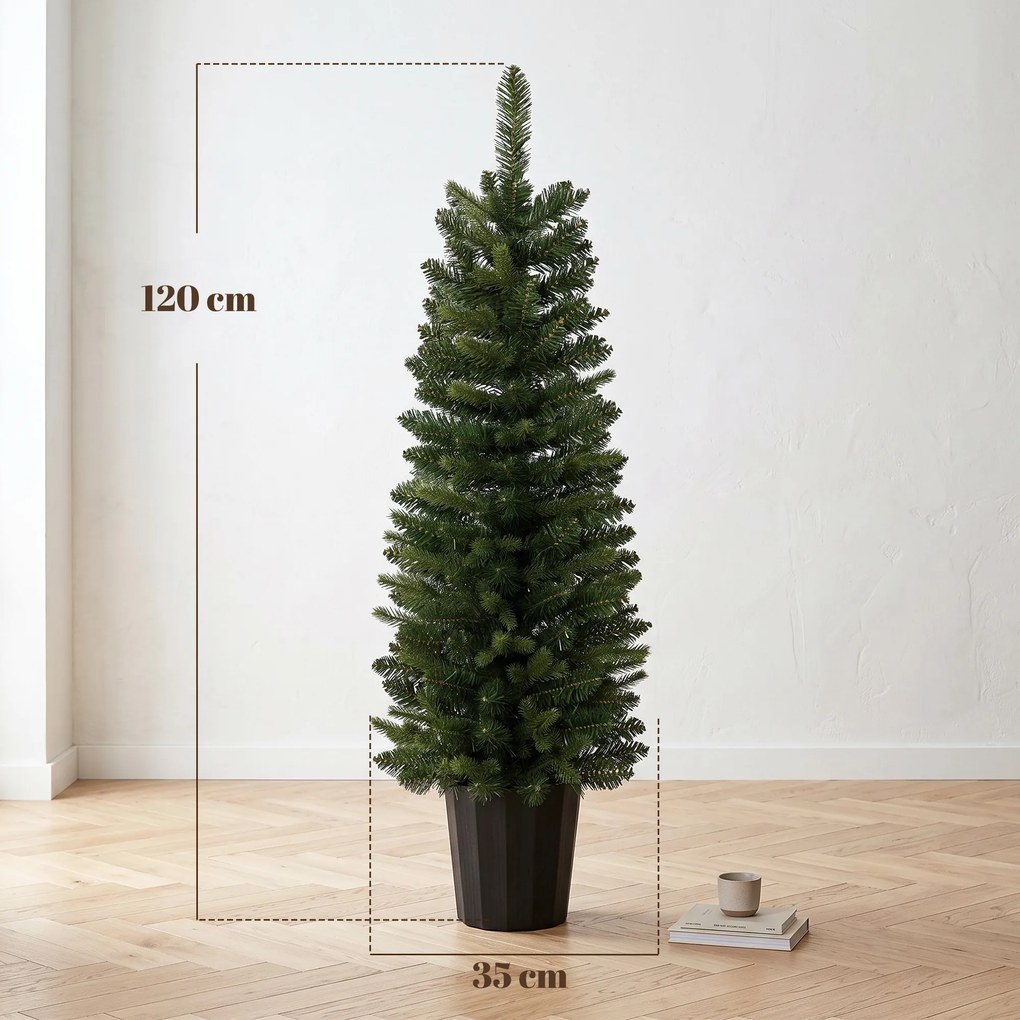 HOMCOM Zestaw 2 szt. sztucznych choinek, 120 cm, choinka do przedpokoju z 170 końcówkami gałązek, podstawa donicy, zielony | Aosom PL