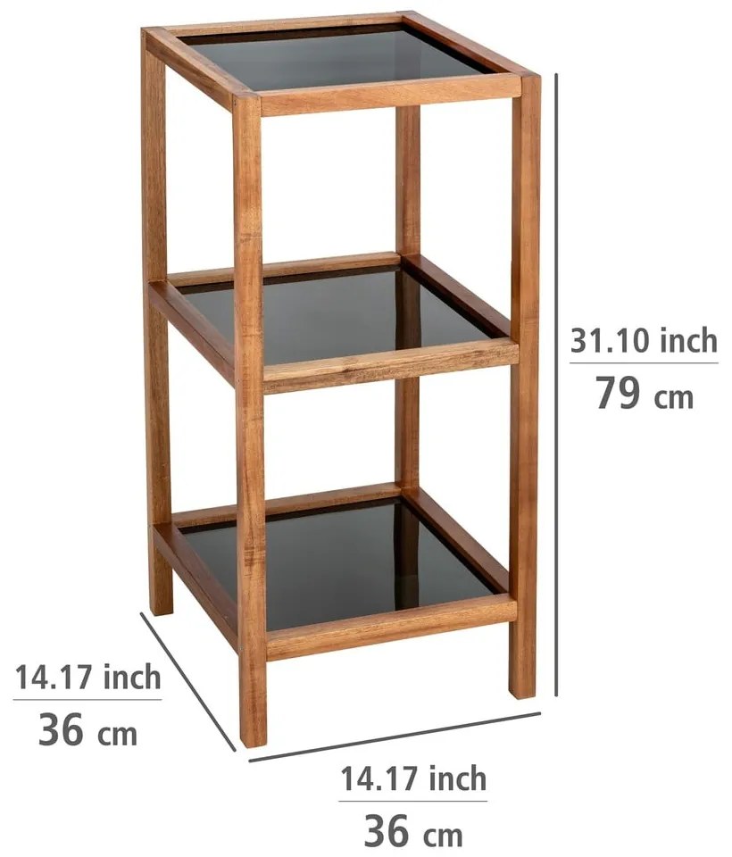 Czarno-naturalny szklany regał łazienkowy 36x79 cm Fondi – Wenko