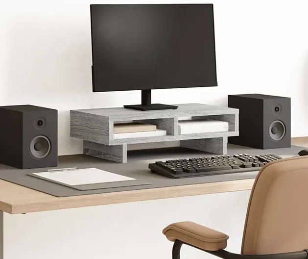 Minimalistyczna nadstawka na monitor szary dąb T4-G42