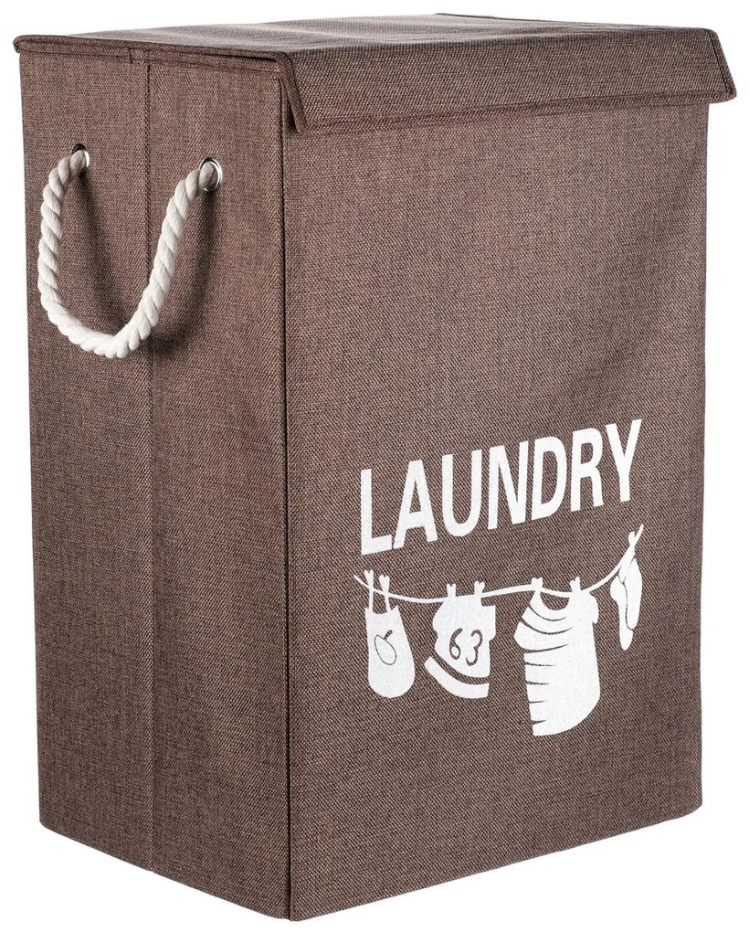 Kosz płócienny na brudną bieliznę LAUNDRY 40 x 30 x 60 cm, brązowy