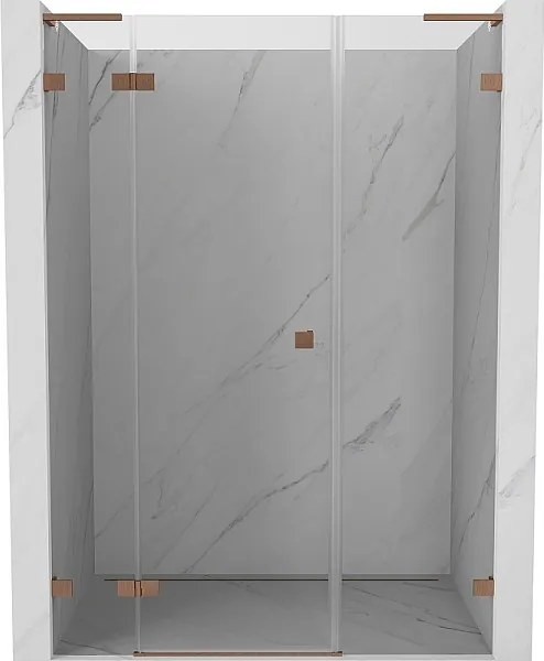 Mexen Lunar L drzwi prysznicowe uchylne lewe 135 cm, transparent, miedź szczotkowana - 834SL-135-050-65-00-L