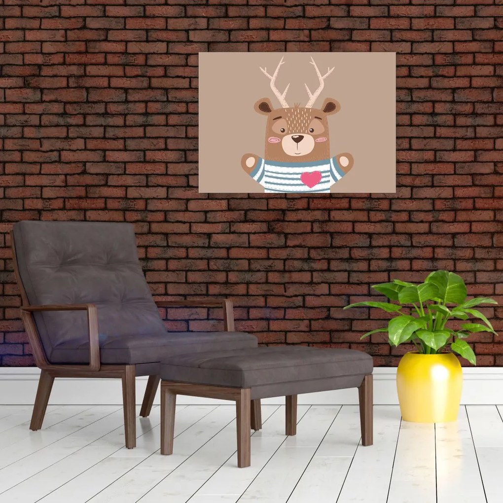 Obraz na szkle - Jeleń w koszuli w paski (70x50 cm)