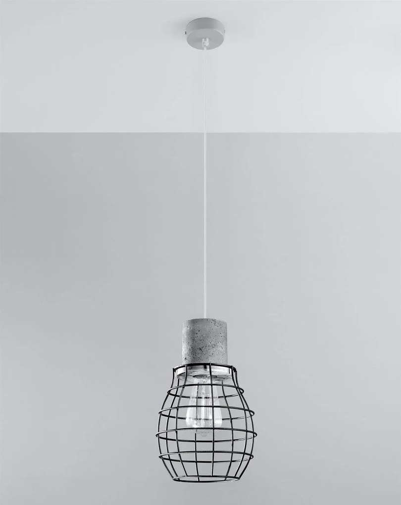 Lampa wisząca LUGO czarna/beton SOLLUX  LIGHTING