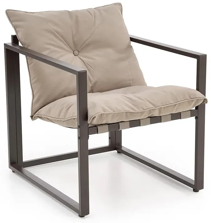 Beżowy zestaw ogrodowy sofa + 2 fotele + ława - Denoli