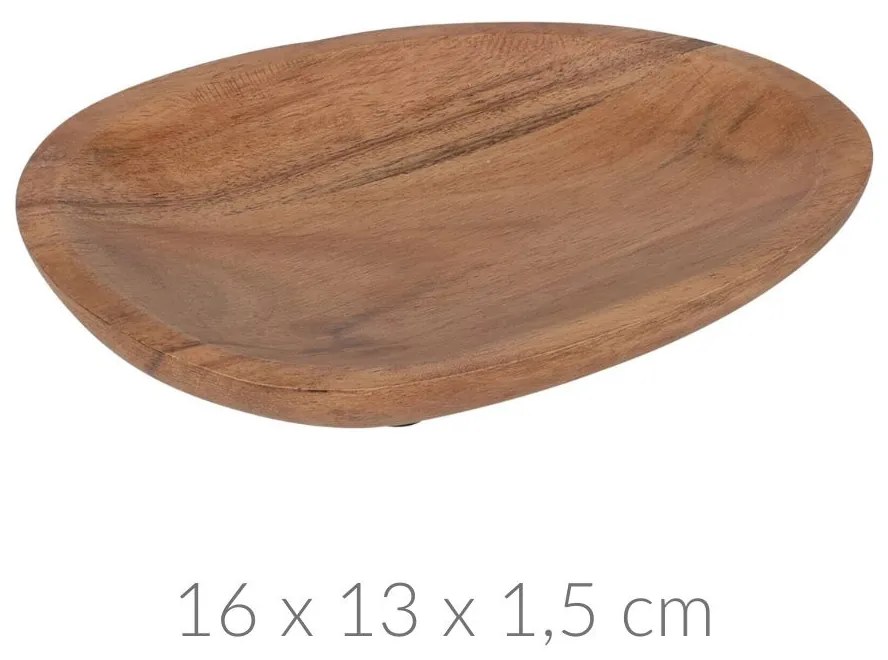 Talerz drewniany, 16 x 13 x 1,5 cm