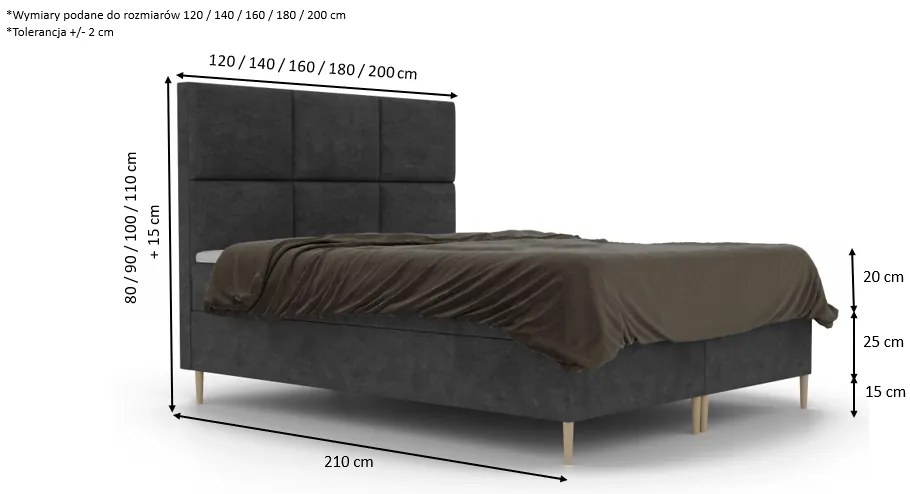 Łóżko kontynentalne FILO - 200x200