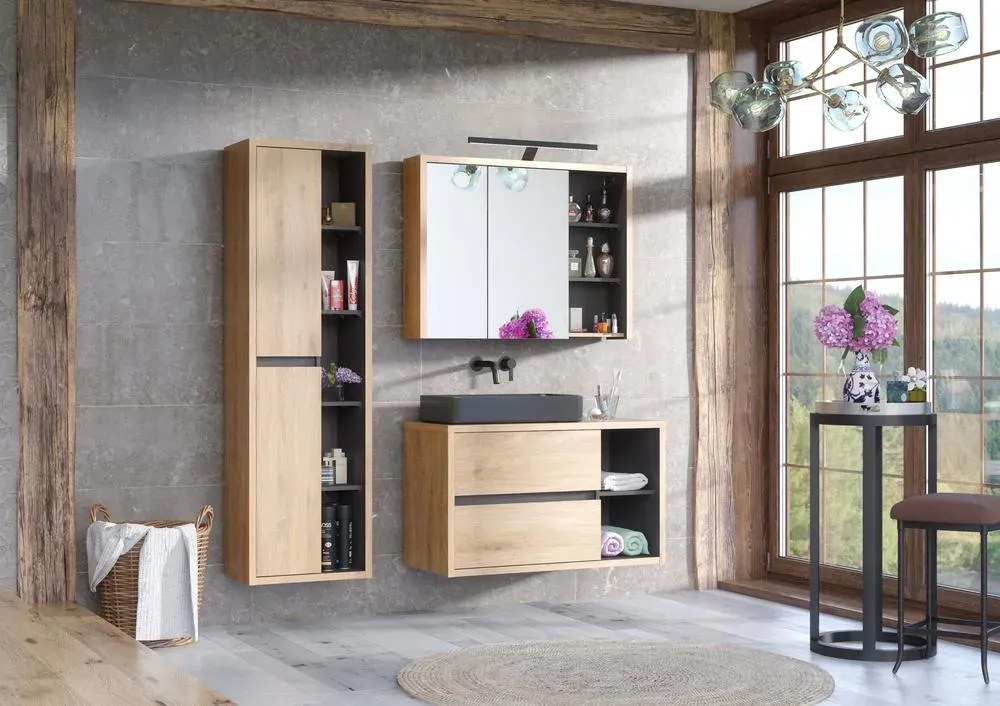 Szafka łazienkowa DEVON 846 100 cm dąb z lustrem COMAD