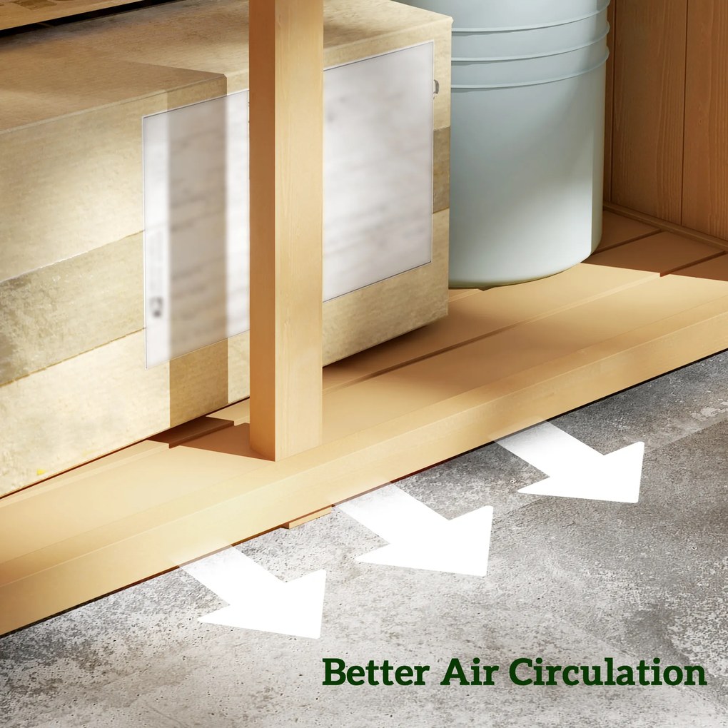 Outsunny Szafka Ogrodowa Wodoodporna, 2 Drzwi z Zamkiem, Drewno Sosnowe, 87D x 46,5S x 160W cm, Jasnożółty