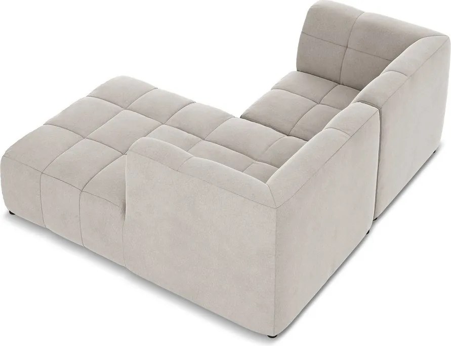 Beżowy aksamitny narożnik (prawostronny/z szezlongiem) Aloha – Makamii