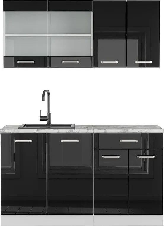 Kuchnia pojedyncza czarny wysoki połysk/biały 140x60x81.6 r-line