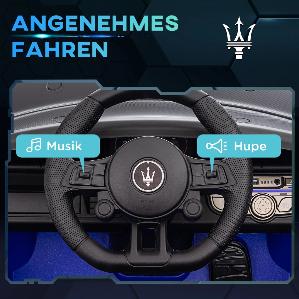 AIYAPLAY Samochód Elektryczny dla Dzieci 12V, Licencjonowany, Pilot, Amortyzowane Koła, Niebieski, 115x60x45 cm