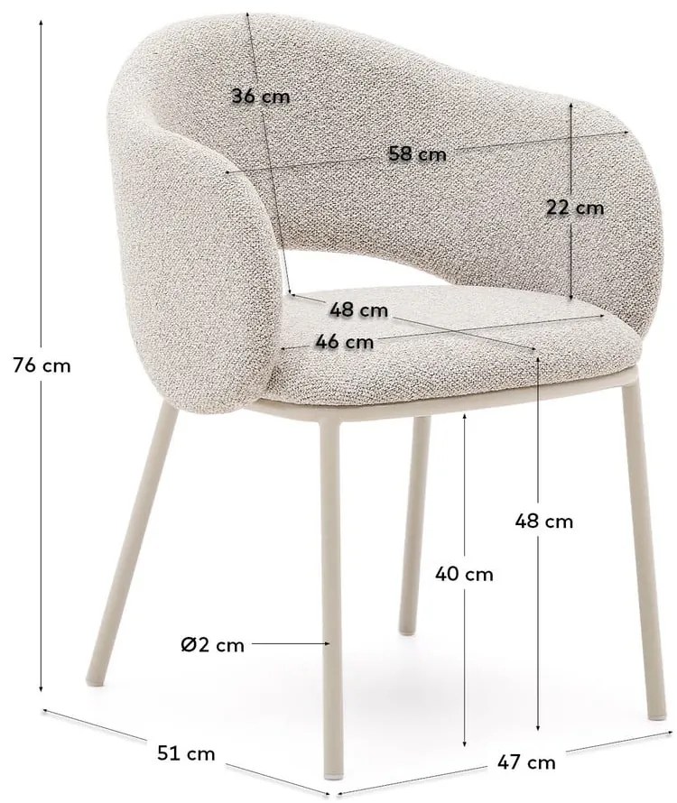 Krzesło w kolorze kości słoniowej Maina – Kave Home