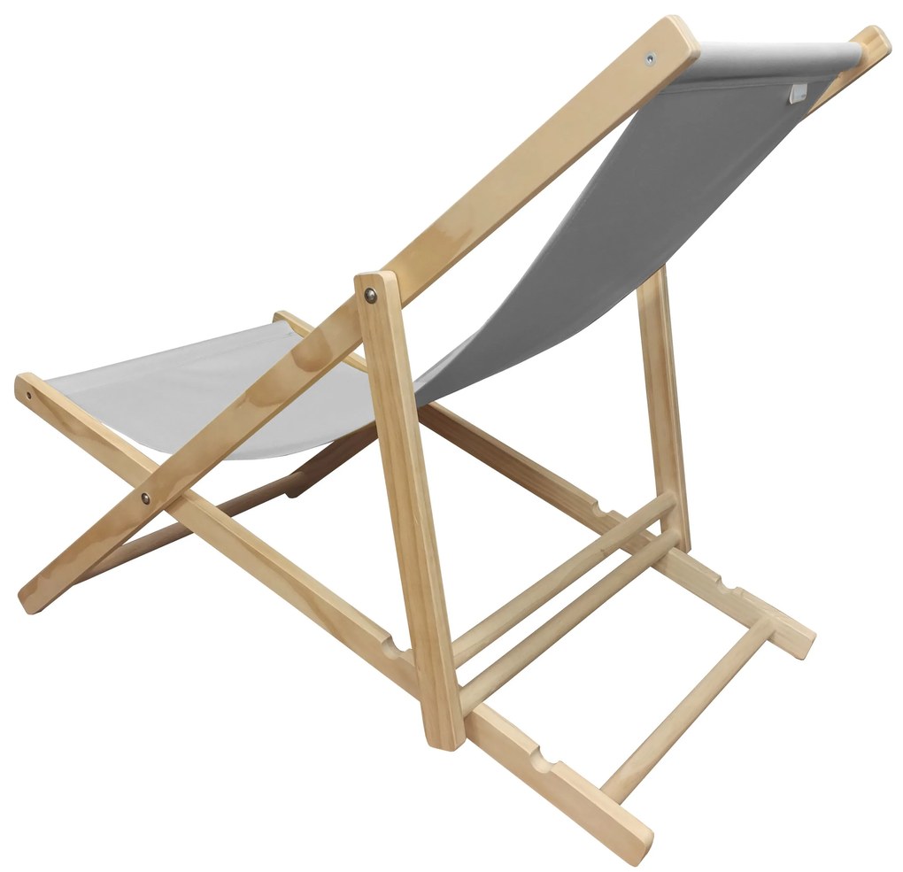 Leżak Drewniany Szary – Regulowany 3 Pozycje