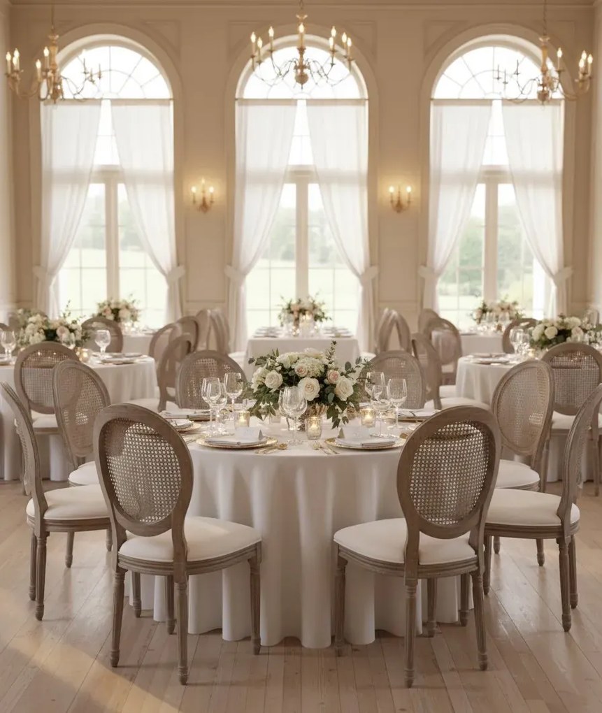 Zestaw 2 szt. kremowych krzeseł bankietowych R5-S86