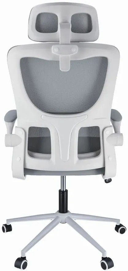 Szare regulowane krzesło biurowe z zagłówkiem W3-R59