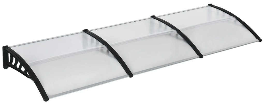 Outsunny Zadaszenie nad drzwi/fenster, odporne na warunki pogodowe, transparentne, Aluminium/Poliwęglan, 303x96x27cm, Czarne