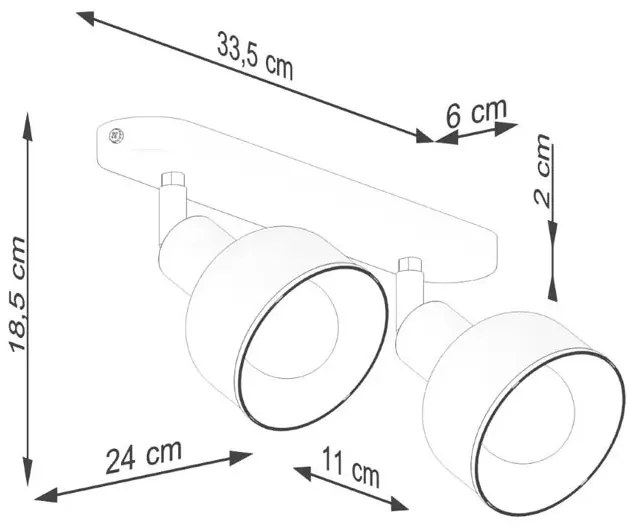 Czarna metalowa lampa sufitowa z 2 reflektorkami - A623 Uvex