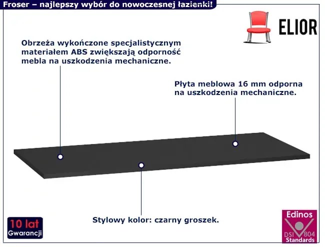 Klasyczny blat łazienkowy 120 cm czarny groszek H0-H70