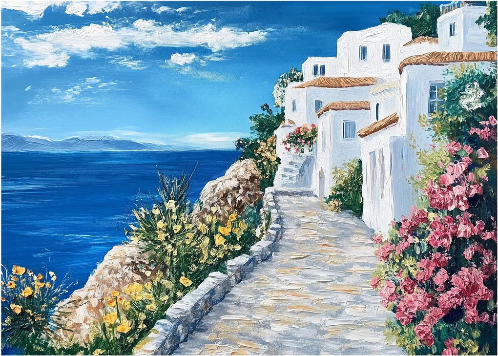 Obraz na szkle - Uliczka nad morzem (70x50 cm)