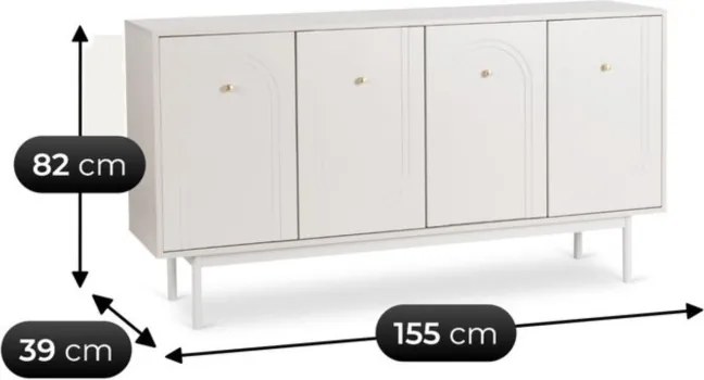 Komoda do Salonu MARLEN 155 cm Kaszmir Czterodrzwiowa Nowoczesna