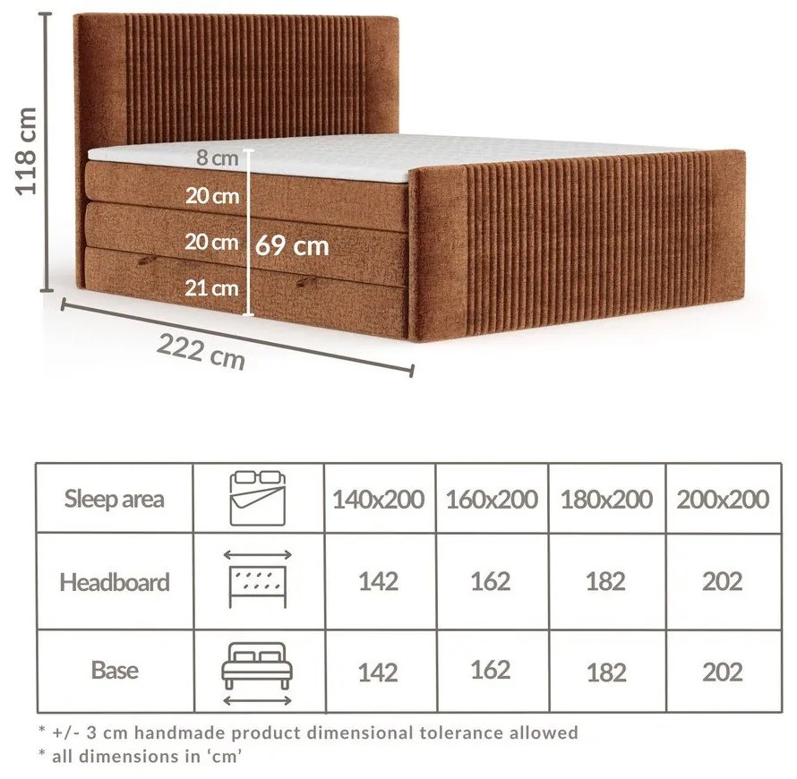 Ciemnozielone łóżko kontynentalne ze schowkiem 140x200 cm Bergamo – Maison de Rêve