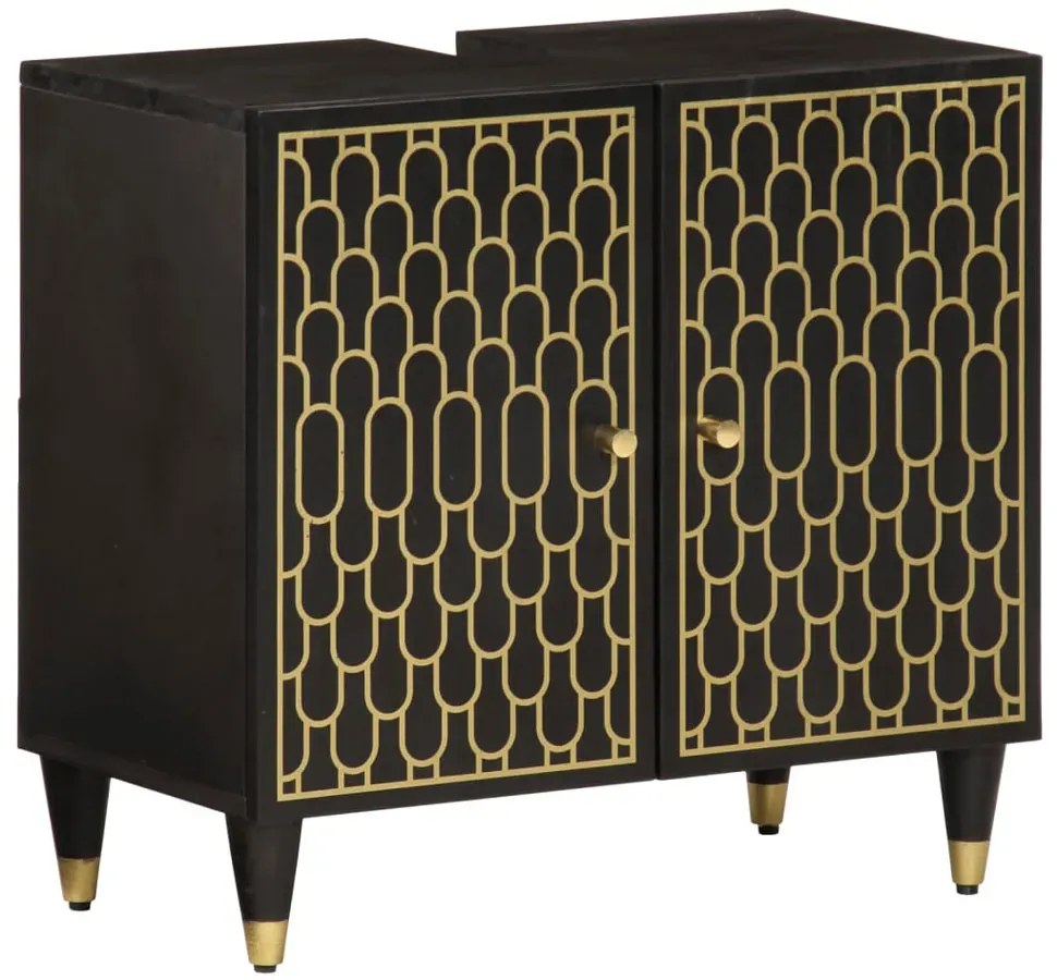 Czarna drewniana szafka stojąca pod umywalkę retro A3-M11