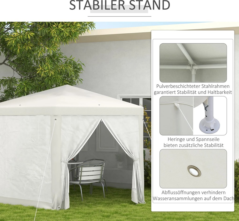 Outsunny Pawilon Ogrodowy, 6-Kątny, Moskitiery, Stelaż Metalowy, 3,94x3,412x2,5m, Kremowy