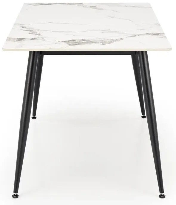 Stół EMILIO 140x80 biały marmur/czarny HALMAR