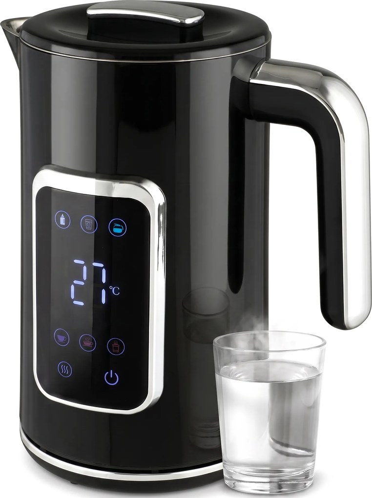 HOMCOM Czajnik 1,7 L, 2200 W, z wyświetlaczem LED, regulacją temperatury, funkcją podtrzymywania ciepła, czarny | Aosom PL