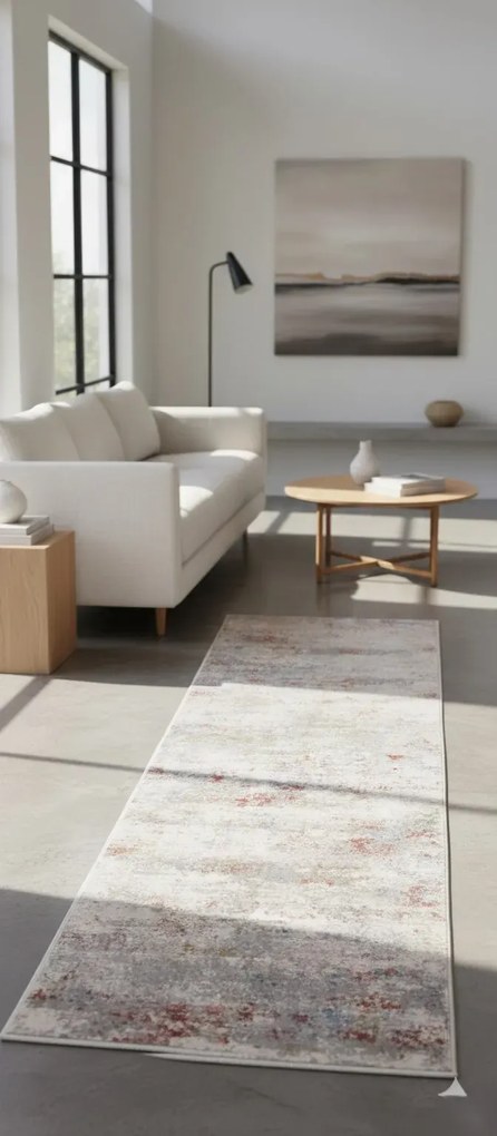 Nowoczesny chodnik dywanowy w łososiowy melanżowy wzór M1-N74