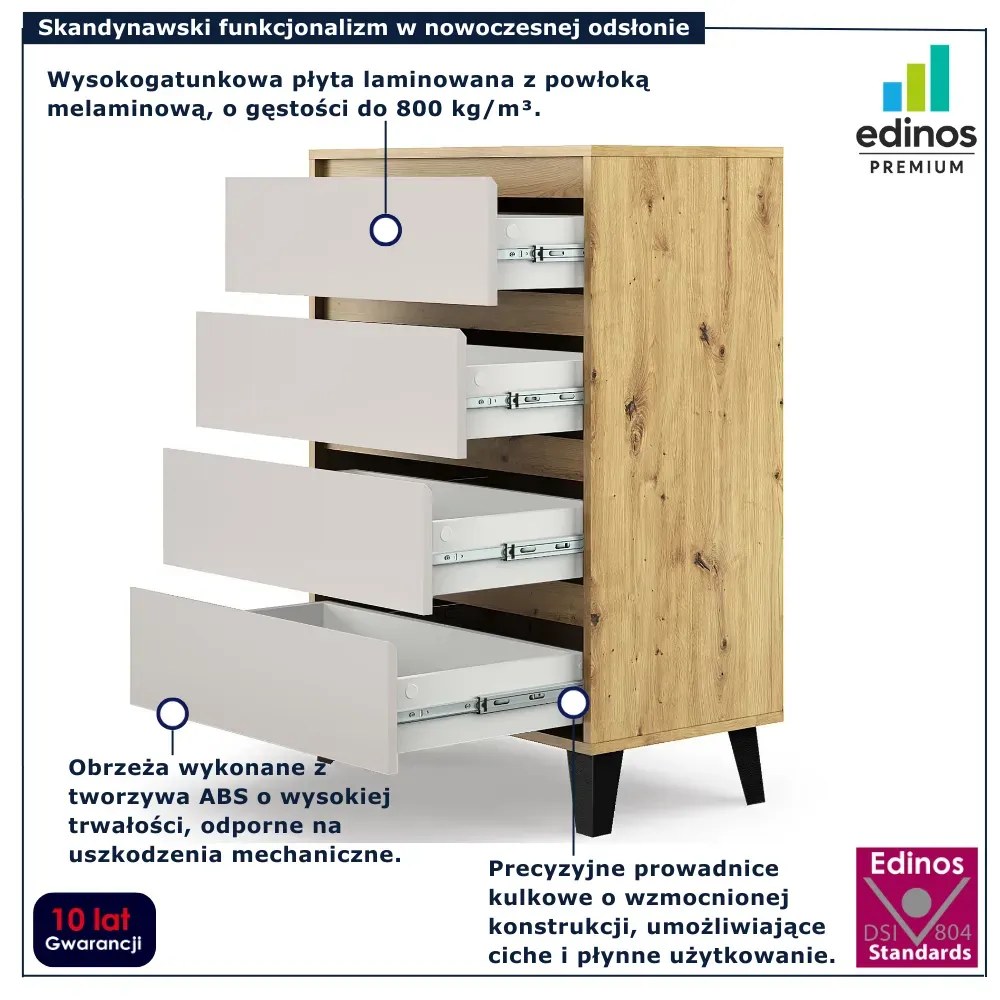 Skandynawska komoda na ubrania dąb artisan + kaszmir Z3-A25