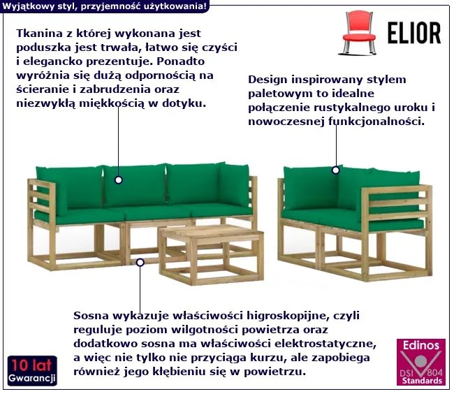 Zestaw mebli do ogrodu ciemnozielony - Vinatis