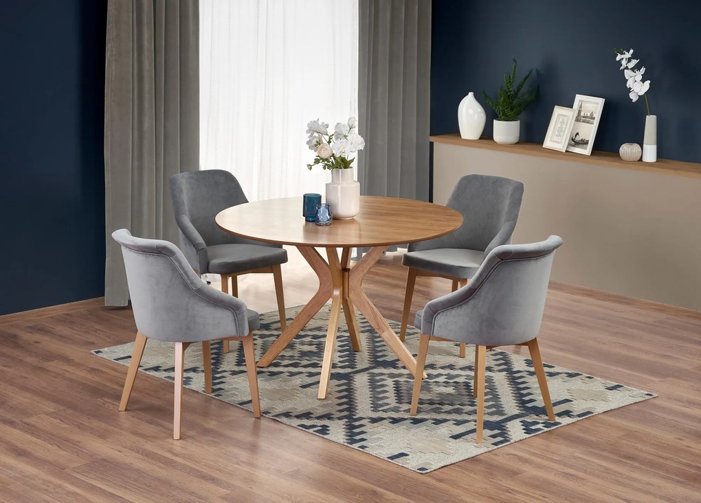 Stół z okrągłym blatem na giętych nogach Nicolas