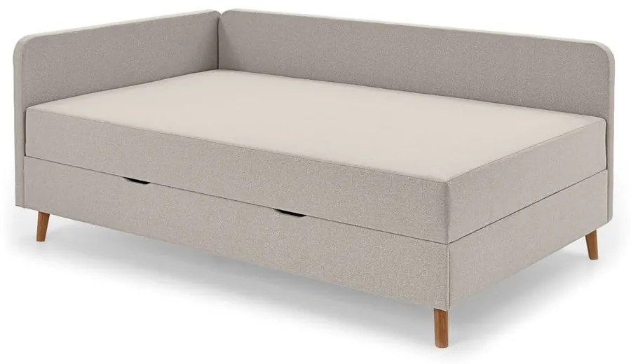 Beżowe tapicerowane łóżko jednoosobowe ze schowkiem 120x200 cm Cabana – Meise Möbel
