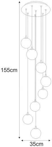 Długa lampa z wiszącymi kloszami biała E9-C66