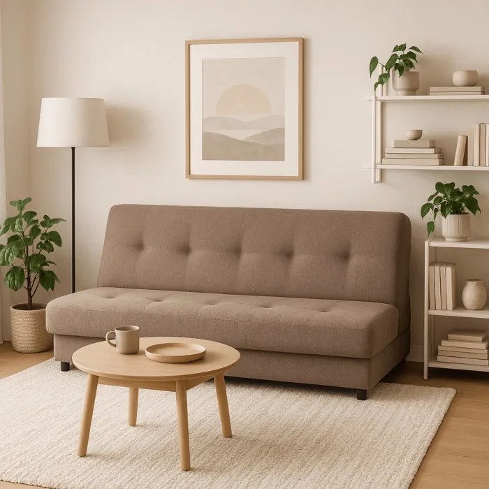 Sofa z Funkcją Spania ARUBA Wersalka Rozkładana Dwuosobowa Brązowa Nowoczesna do Salonu