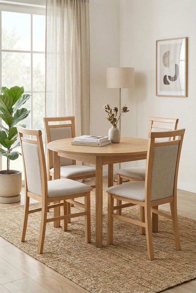 Drewniane krzesło w stylu klasycznym dąb artisan + beżowy H2-R85