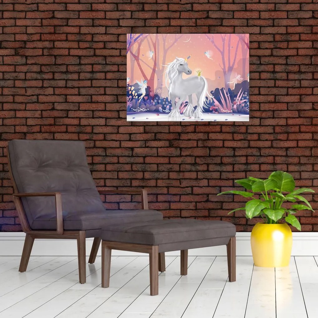 Obraz - Jednorożec w magicznym lesie (70x50 cm)