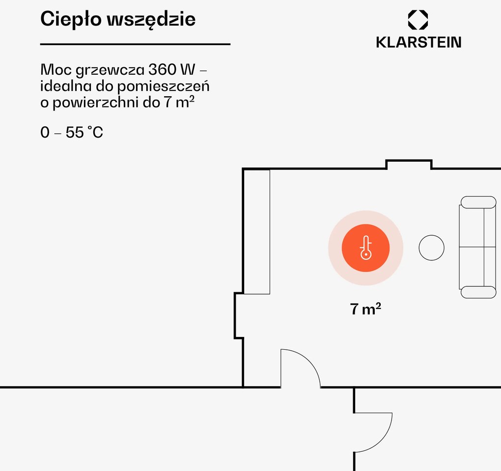Klarstein Wonderwall 360W 119,5x29,5cm Panel na podczerwień Biały