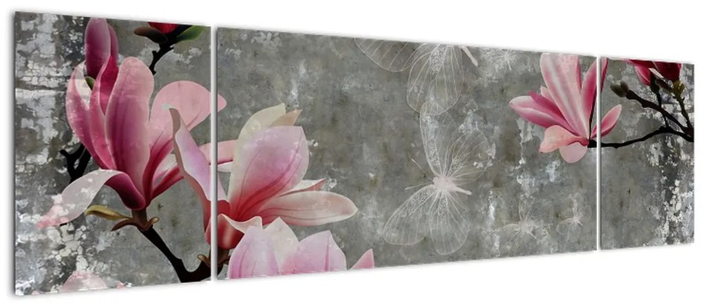 Obraz z kwiatami (170x50 cm)