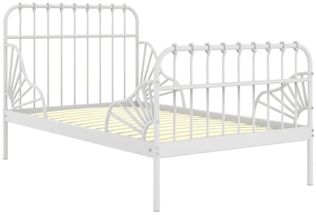 Białe metalowe łóżko rosnące z dzieckiem rozsuwane 80x130/200 cm K9-T61