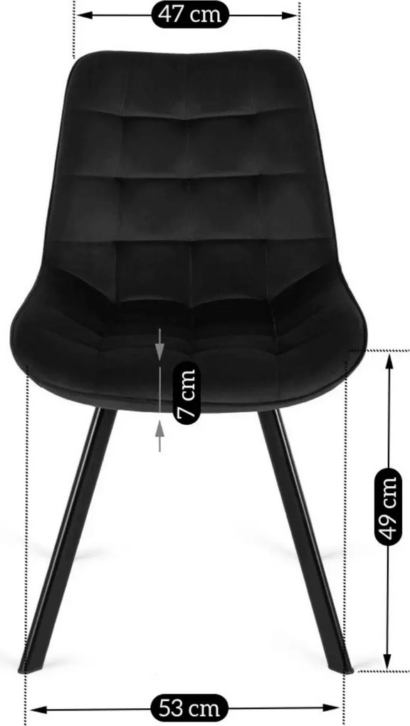 Krzesło Tapicerowane do Salonu RICK Czarne Welurowe Nowoczesne Loft