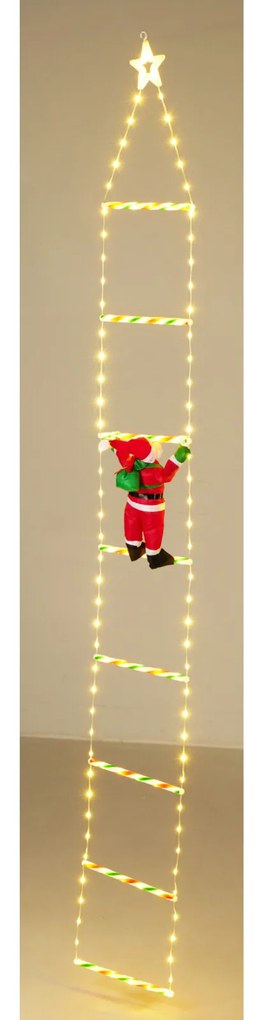 Świąteczna dekoracja, 124 LED, Święty Mikołaj na drabinie, 2 m