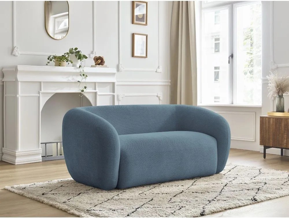 Niebieska sofa z tkaniny szenilowej 160 cm Celine – Bobochic Paris