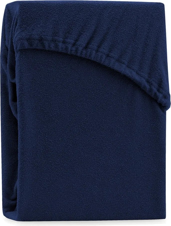 Ciemnoniebieskie prześcieradło frotte z gumką 240x220 cm Ruby – Restilo