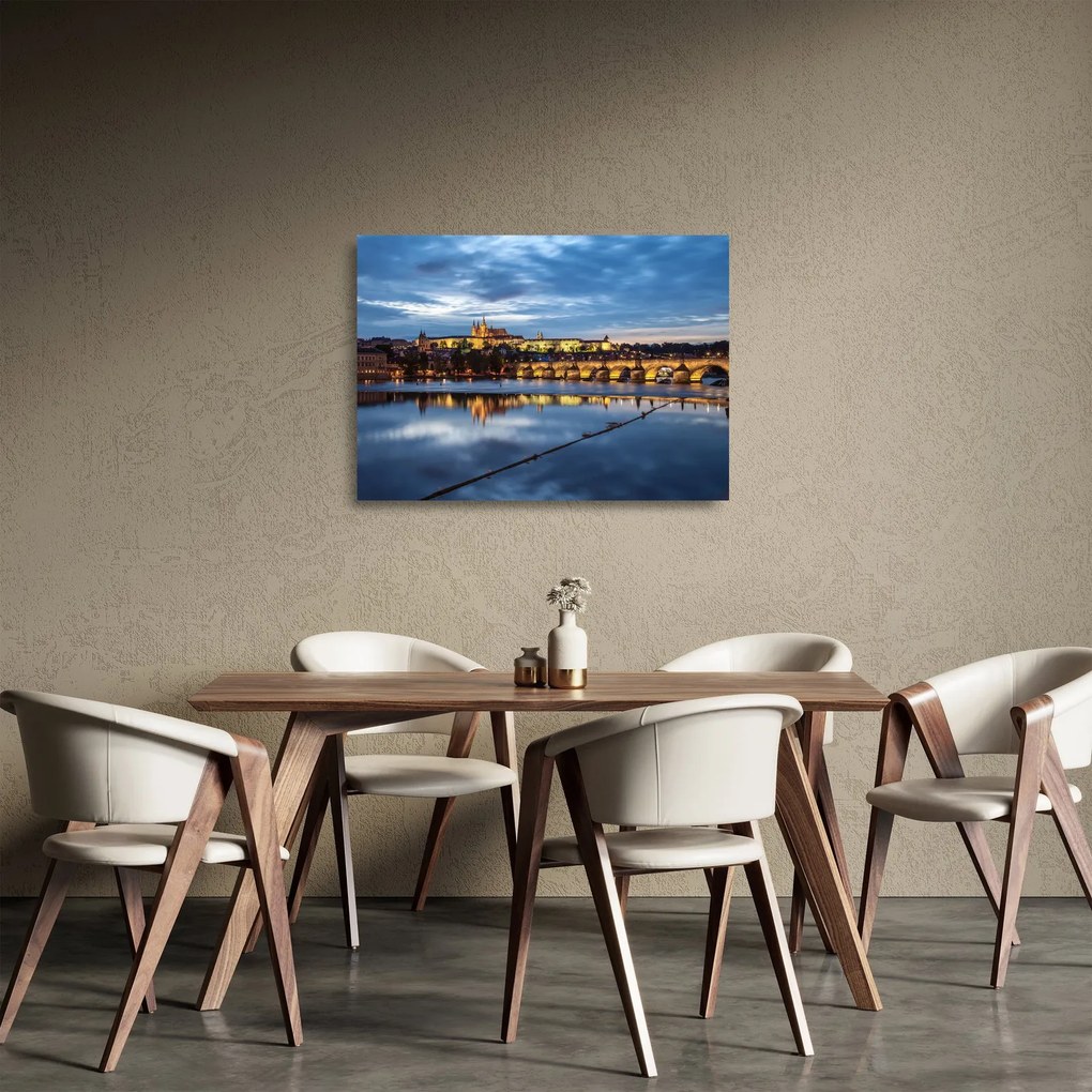 Obraz na szkle - Zamek Praski i Most Karola (70x50 cm)
