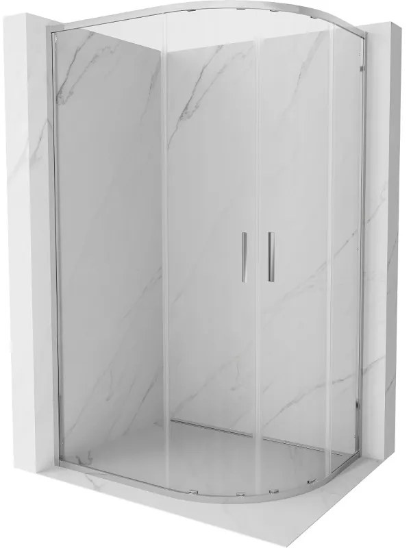 Mexen Exo kabina prysznicowa półokrągła asymetryczna rozsuwana 90 x 80 cm, transparent, chrom - 8132-090-080-01-00