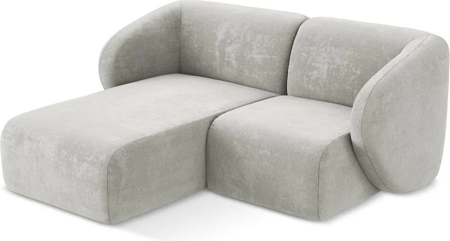 Jasnoszary narożnik z tkaniny szenilowej (lewostronny/z szezlongiem) Lani – Makamii